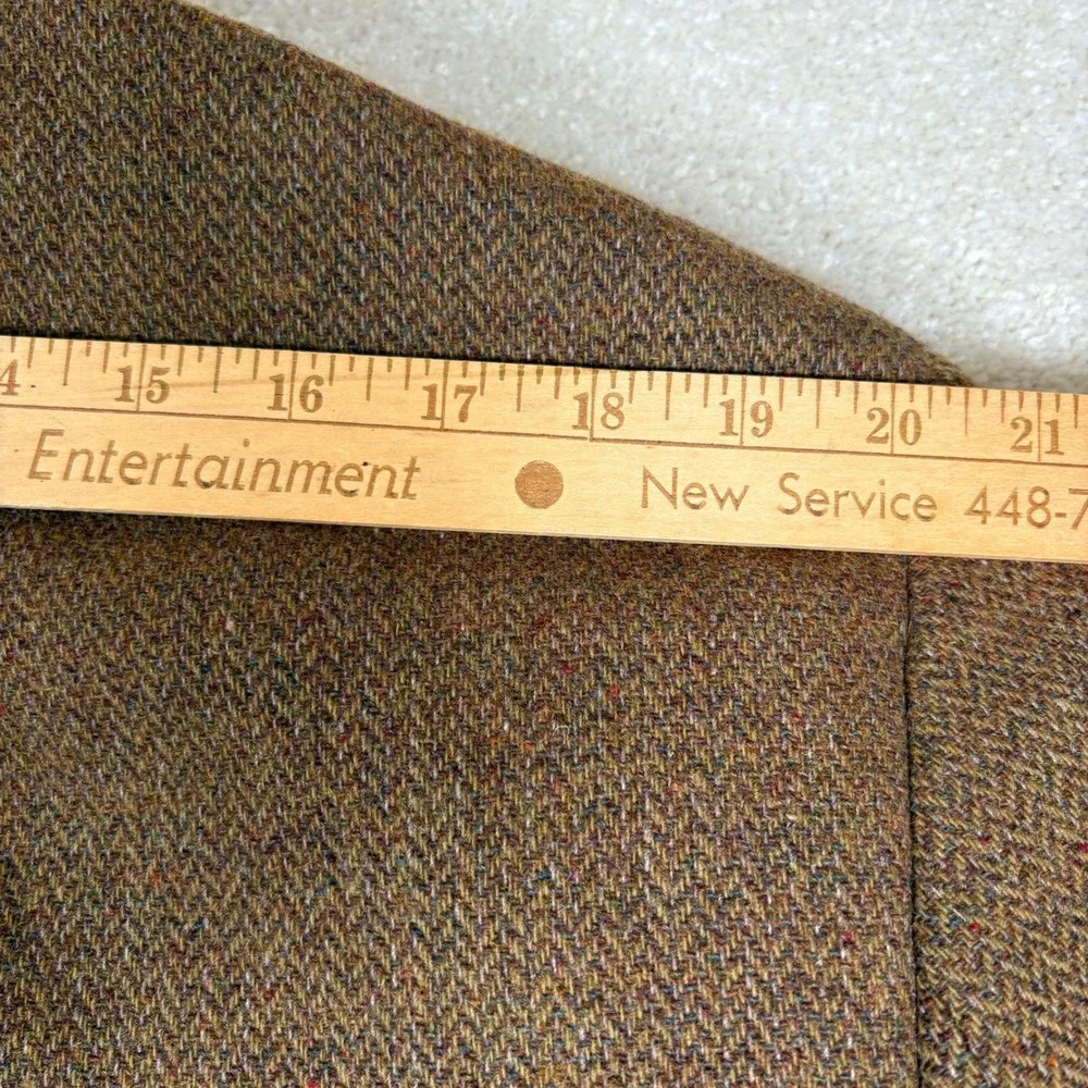 Vtg Oleg Cassini Men Blazer Brown Herringbone Tweed Wool 2 Button Sport Coat 44L